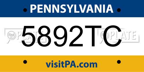 5892TC Pennsylvania License Plate