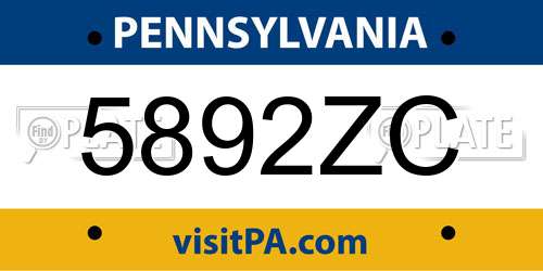 5892ZC Pennsylvania License Plate