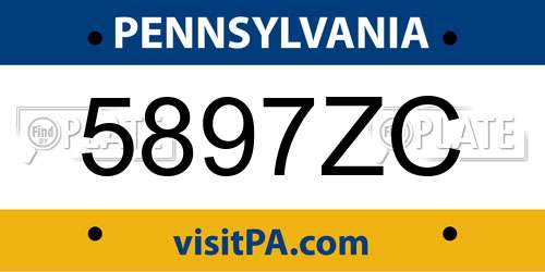 5897ZC Pennsylvania License Plate
