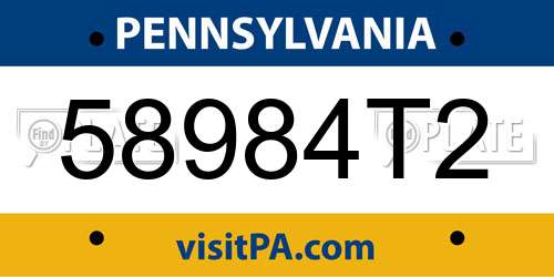 58984T2 Pennsylvania License Plate
