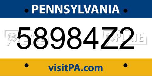 58984Z2 Pennsylvania License Plate