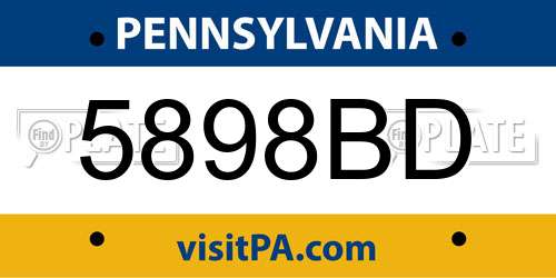 5898BD Pennsylvania License Plate