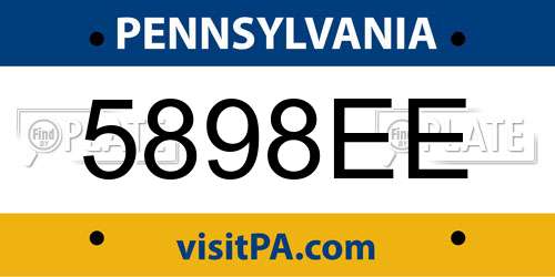 5898EE Pennsylvania License Plate