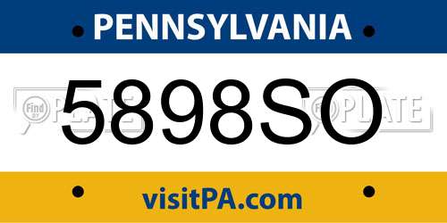 5898SO Pennsylvania License Plate