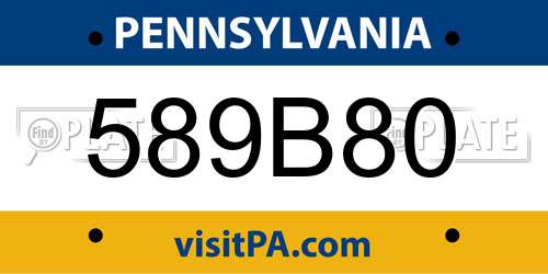 589B80 Pennsylvania License Plate