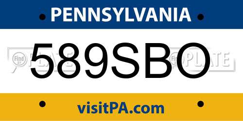 589SBO Pennsylvania License Plate