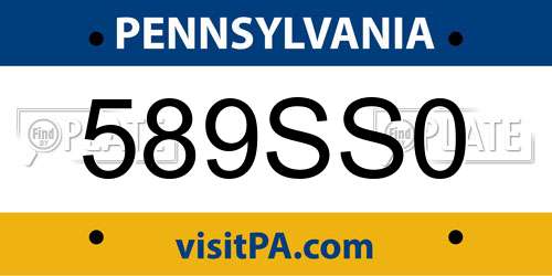 589SS0 Pennsylvania License Plate