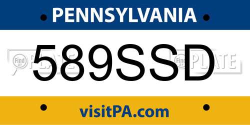 589SSD Pennsylvania License Plate