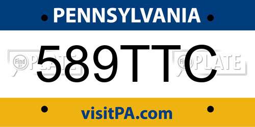589TTC Pennsylvania License Plate
