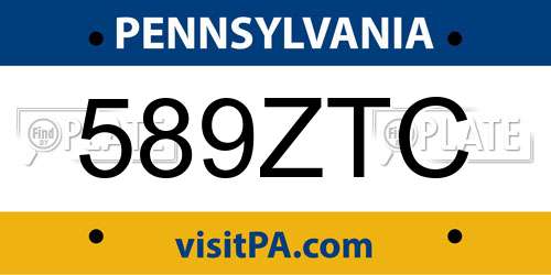 589ZTC Pennsylvania License Plate