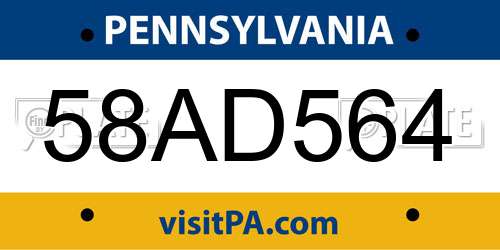 58AD564 Pennsylvania License Plate