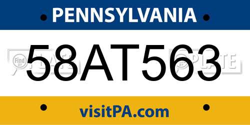 58AT563 Pennsylvania License Plate