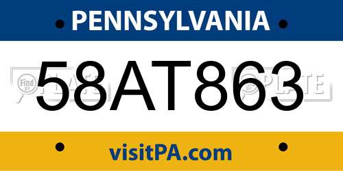 58AT863 Pennsylvania License Plate