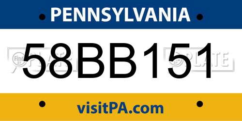58BB151 Pennsylvania License Plate