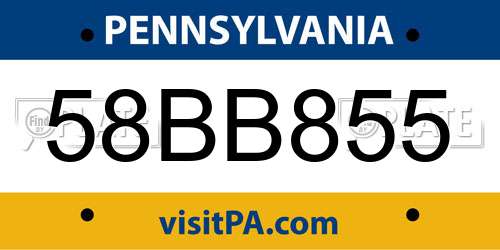 58BB855 Pennsylvania License Plate