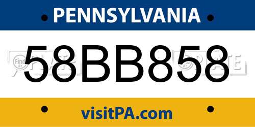 58BB858 Pennsylvania License Plate