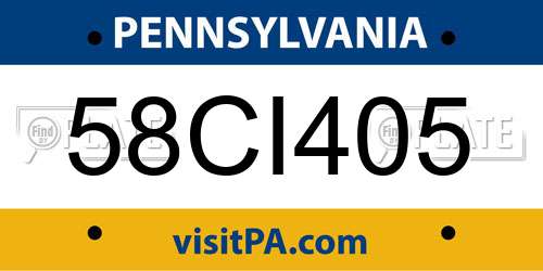 58CI405 Pennsylvania License Plate