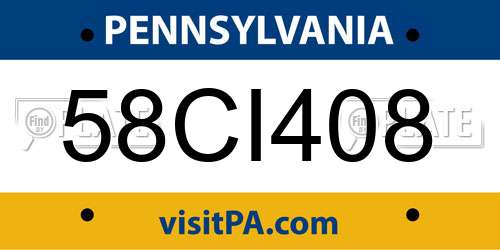 58CI408 Pennsylvania License Plate