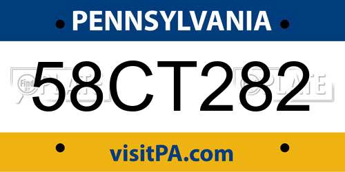 58CT282 Pennsylvania License Plate
