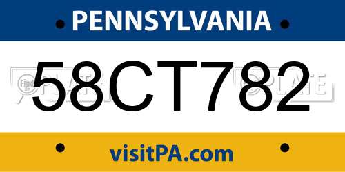 58CT782 Pennsylvania License Plate