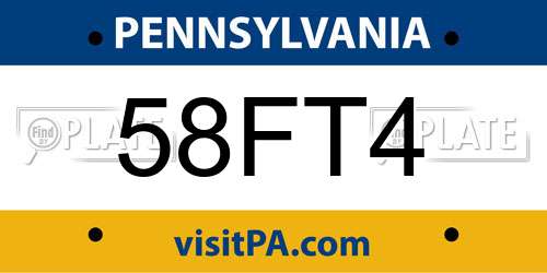 58FT4 Pennsylvania License Plate