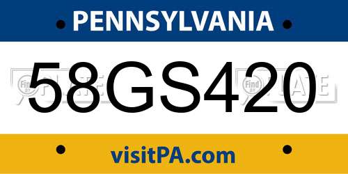 58GS420 Pennsylvania License Plate