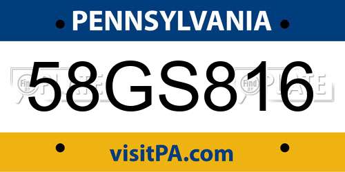 58GS816 Pennsylvania License Plate
