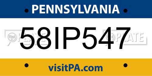 58IP547 Pennsylvania License Plate