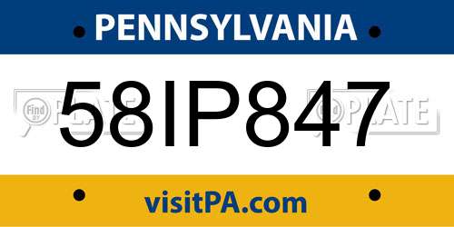 58IP847 Pennsylvania License Plate