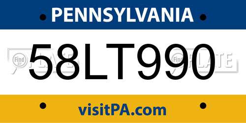58LT990 Pennsylvania License Plate