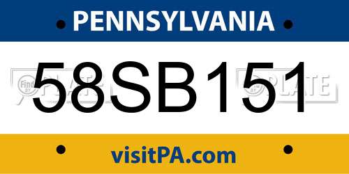 58SB151 Pennsylvania License Plate