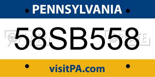 58SB558 Pennsylvania License Plate
