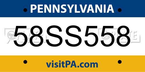 58SS558 Pennsylvania License Plate