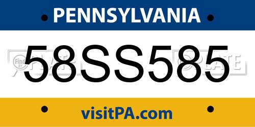 58SS585 Pennsylvania License Plate