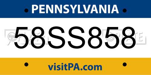 58SS858 Pennsylvania License Plate