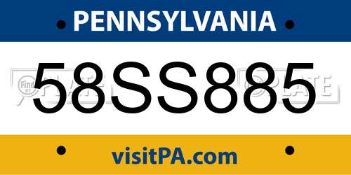 58SS885 Pennsylvania License Plate