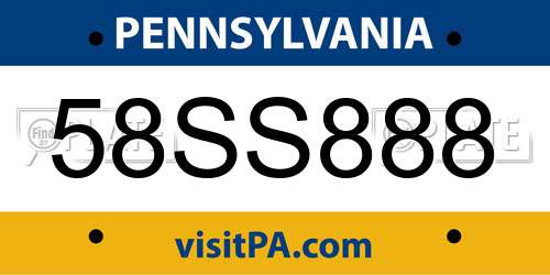 58SS888 Pennsylvania License Plate