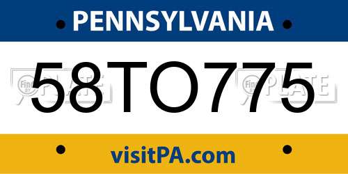 58TO775 Pennsylvania License Plate
