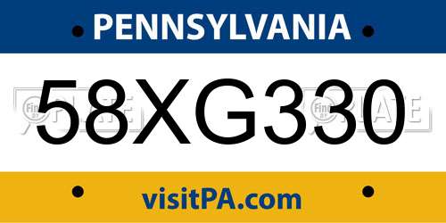 58XG330 Pennsylvania License Plate