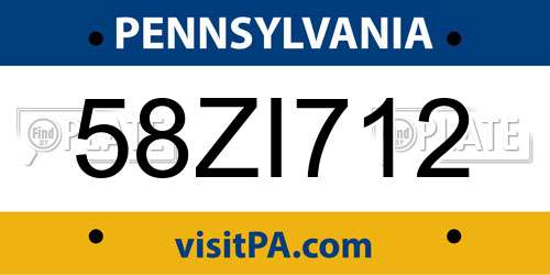 58ZI712 Pennsylvania License Plate