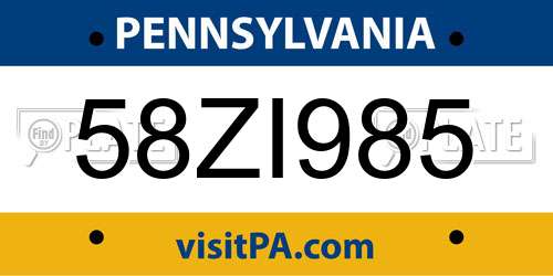 58ZI985 Pennsylvania License Plate