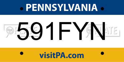 591FYN Pennsylvania License Plate