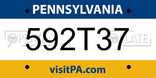 592T37 Pennsylvania License Plate