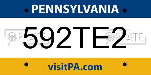 592TE2 Pennsylvania License Plate