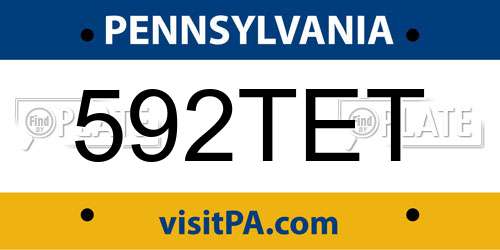 592TET Pennsylvania License Plate