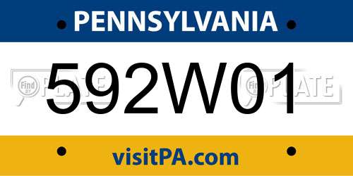 592W01 Pennsylvania License Plate