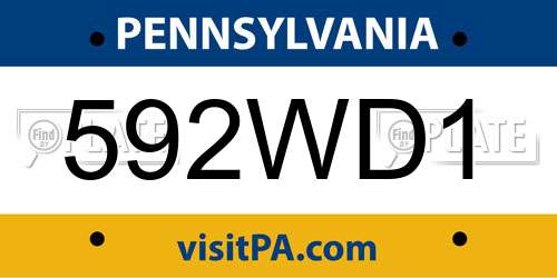 592WD1 Pennsylvania License Plate