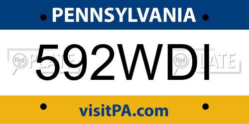 592WDI Pennsylvania License Plate