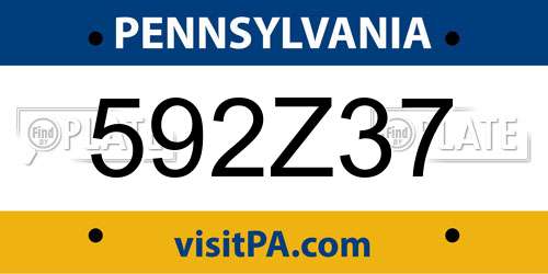 592Z37 Pennsylvania License Plate