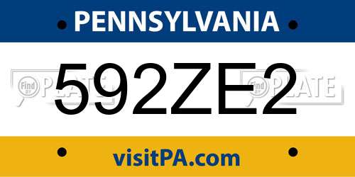 592ZE2 Pennsylvania License Plate